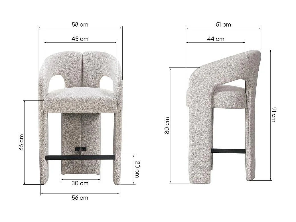 Gepolsterter Hocker 58x51x91 cm beige Joel