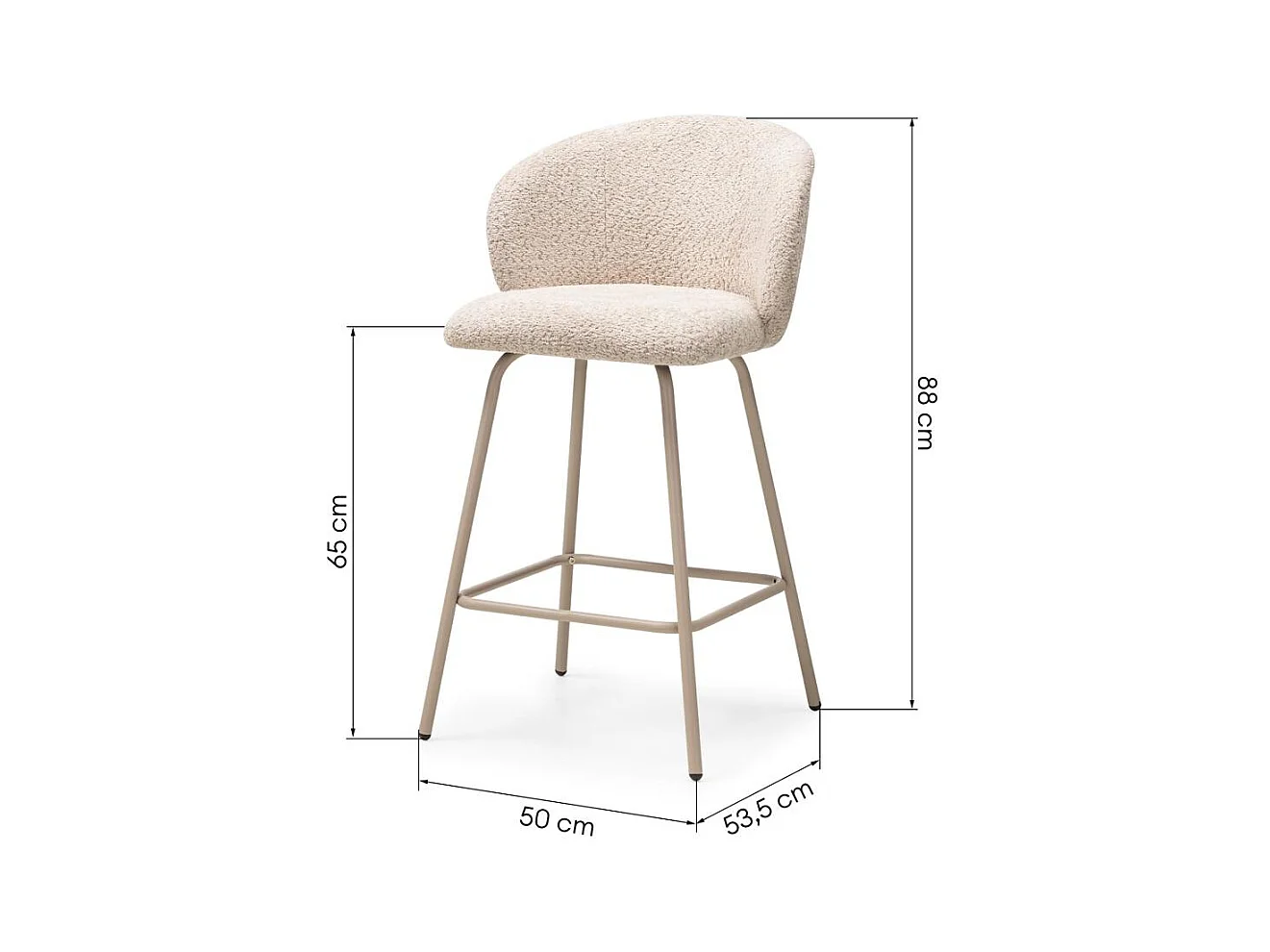 Barhocker 50,5x53,5x88 cm beige LUEUR