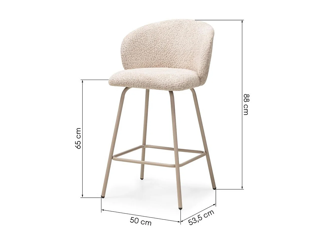 Banco de bar 50,5x53,5x88 cm bege LUEUR