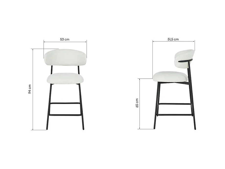 Barhocker 53x51,5x94 cm creme LORO