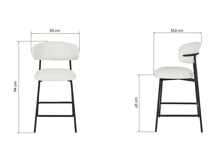 Barhocker 53x51,5x94 cm creme LORO