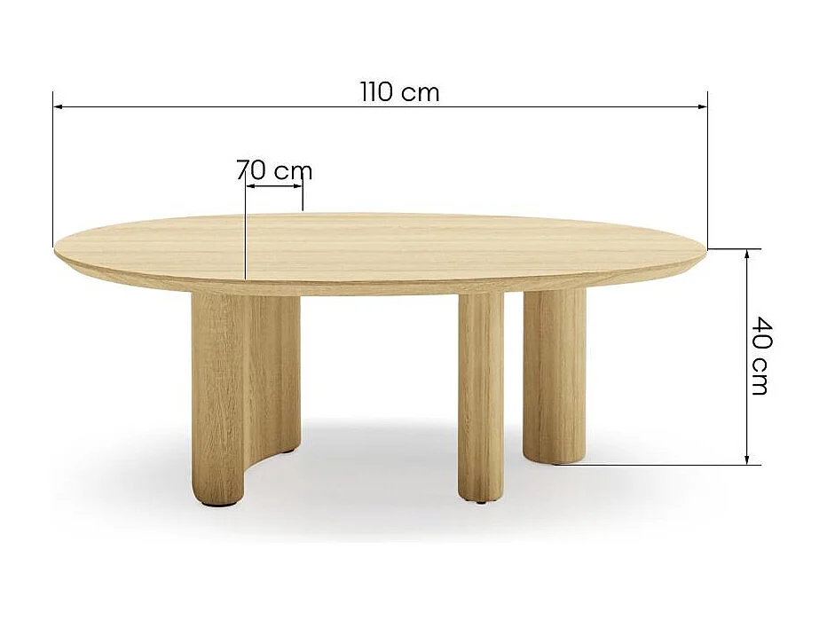 Mesa de Centro 110x70x40 cm Carvalho Cecile
