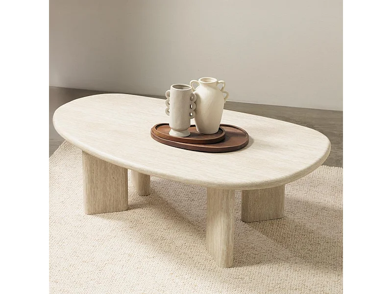 Tavolino da caffè 42x130x80 cm Beige Nadin