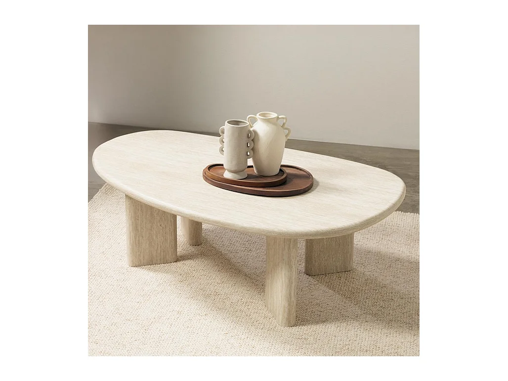Table basse 42x130x80 cm Beige Nadin