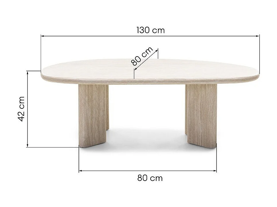 Salontafel 42x130x80 cm Beige Nadin
