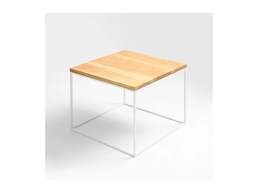 Table basse 0,5x0,5x0,45 m, placage chêne blanc, bois tensio, modèle 50