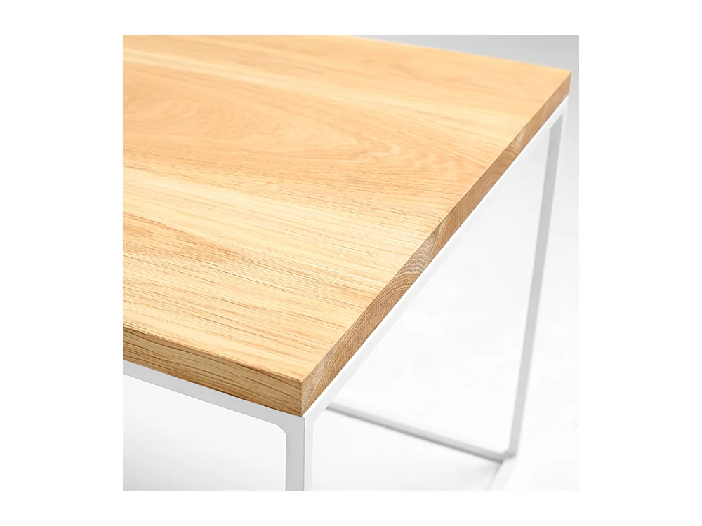 Table basse 0,5x0,5x0,45 m, placage chêne blanc, bois tensio, modèle 50
