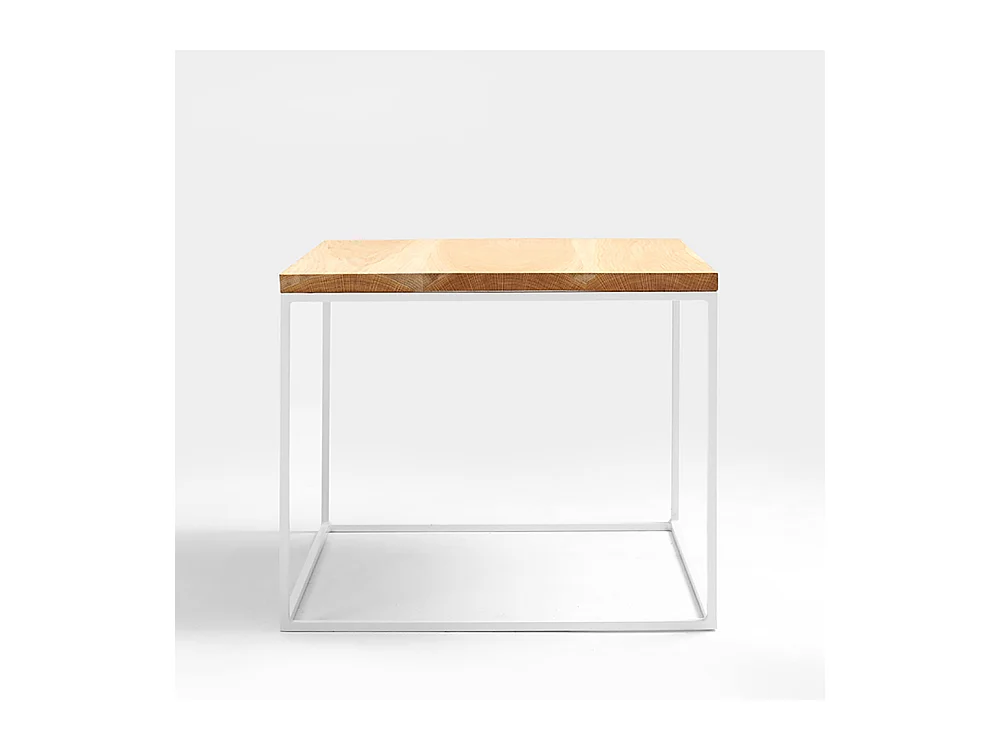 Table basse 0,5x0,5x0,45 m, placage chêne blanc, bois tensio, modèle 50