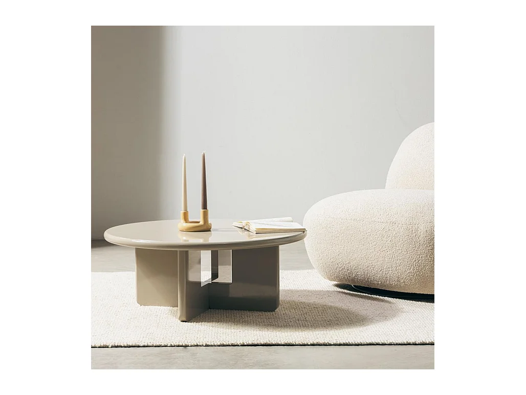 Table basse 80x80x32 cm beige LARNA