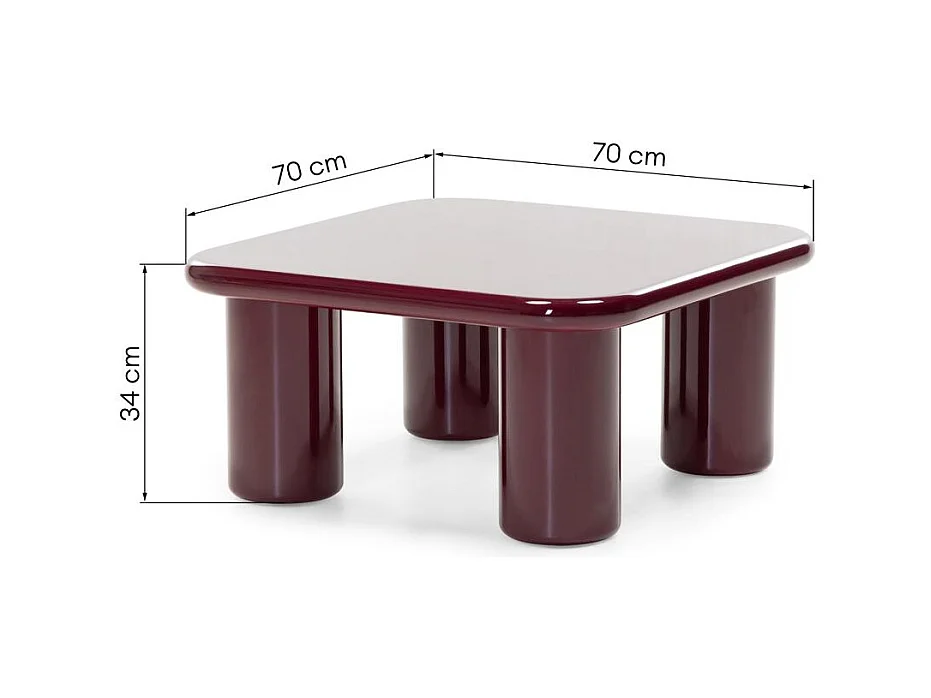 Table basse 70x70x34 cm bordeaux murien