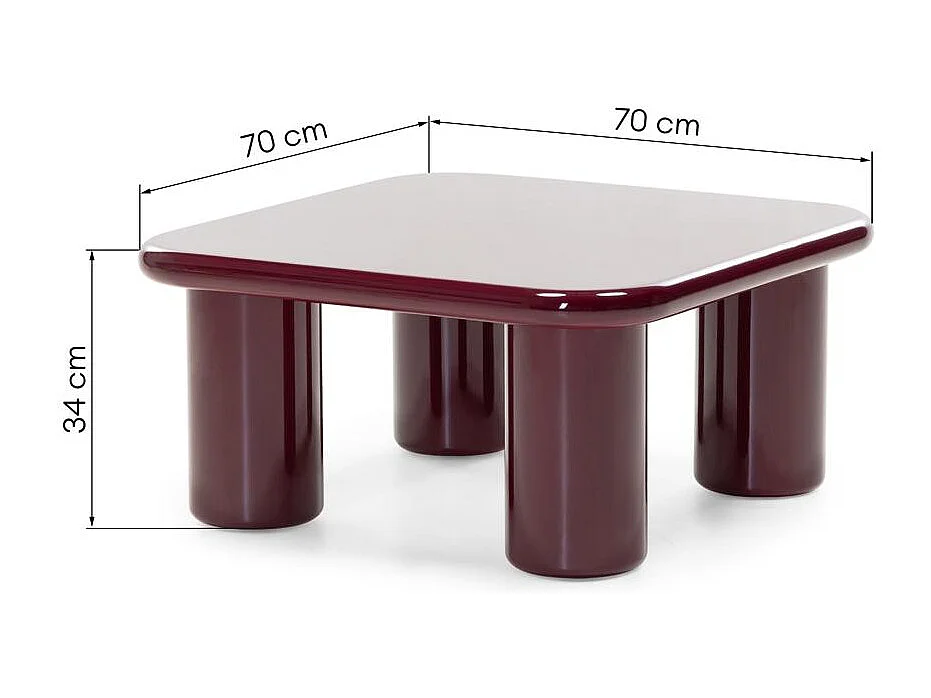 Couchtisch 70x70x34 cm burgunder Murien