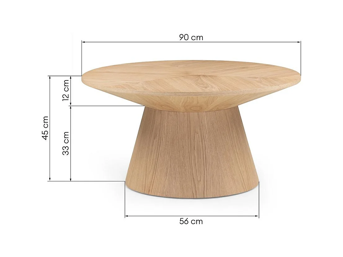 Table basse 90x90x45 cm chêne Orb