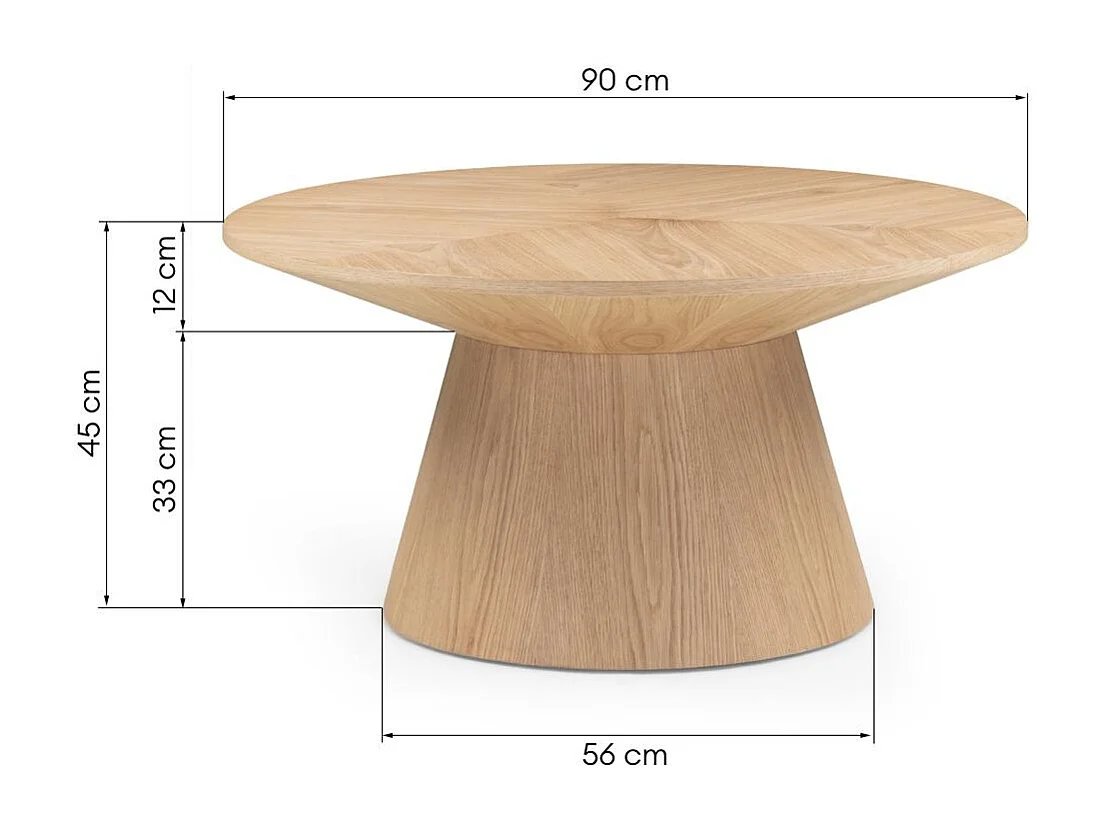 Couchtisch 90x90x45 cm Eiche Orb