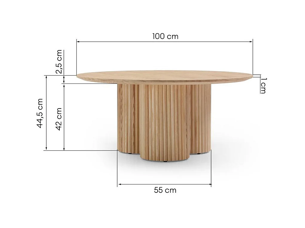 Table basse 100x100x44,5 cm chêne naora II
