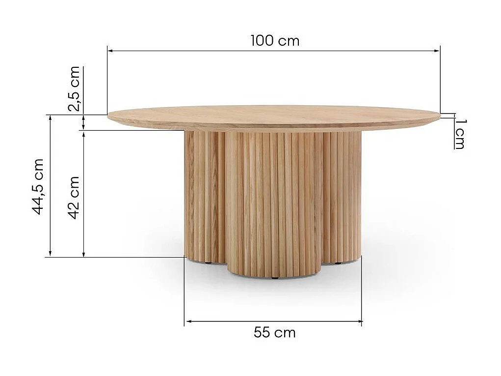 Table basse 100x100x44,5 cm chêne naora II
