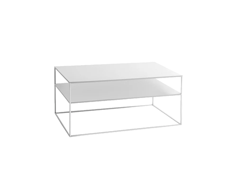 Tavolino da caffè 100x60x45 cm bianco Tensio 2 piani metallo