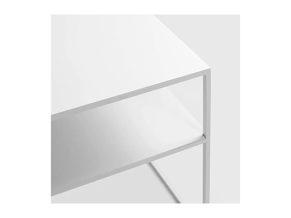 Tavolino da caffè 100x60x45 cm bianco Tensio 2 piani metallo
