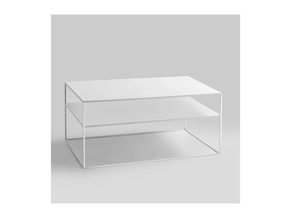 Tavolino da caffè 100x60x45 cm bianco Tensio 2 piani metallo