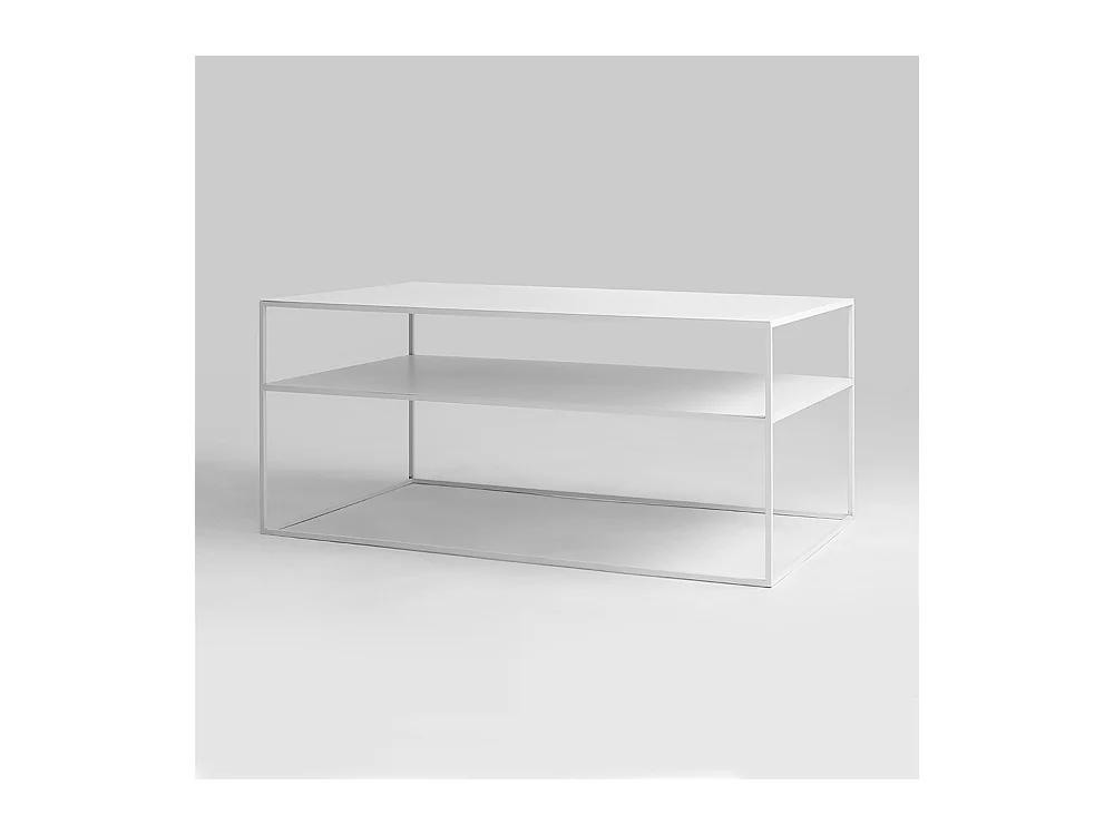 Tavolino da caffè 100x60x45 cm bianco Tensio 2 piani metallo