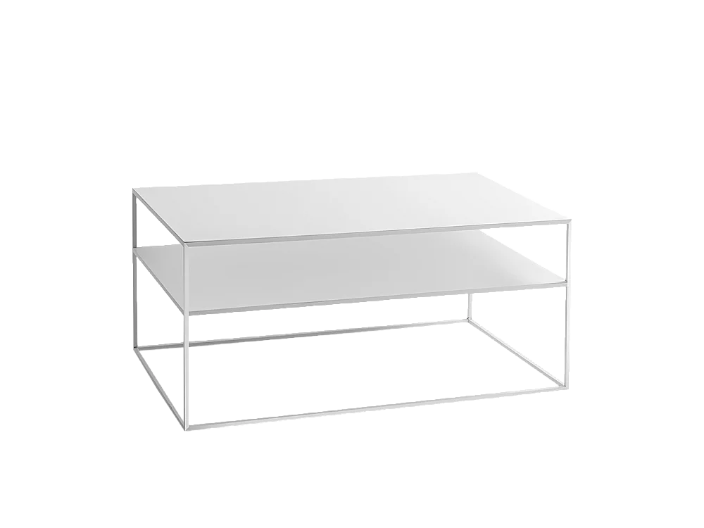 Mesa de centro 100x60x45 cm branca tensio 2 andares metal