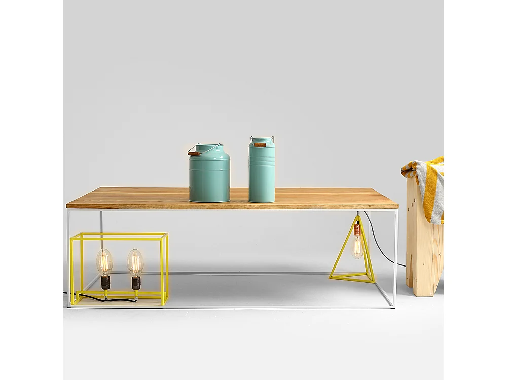 Mesa de Centro 80x140x45 cm Carvalho branco Tensio Madeira Maciça