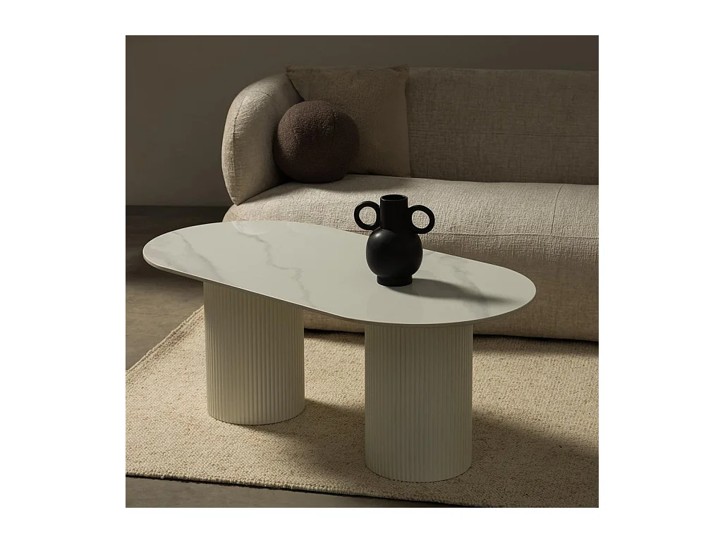Table basse 120x60x46,9 cm Blanc cassé Marbella