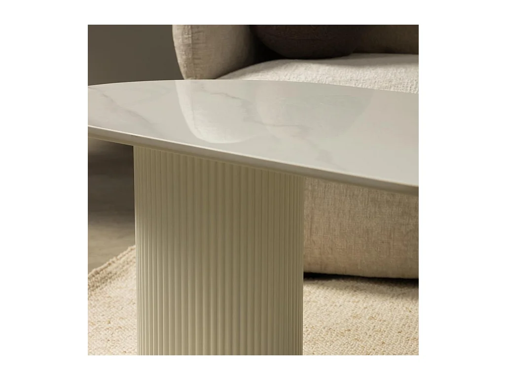 Table basse 120x60x46,9 cm Blanc cassé Marbella