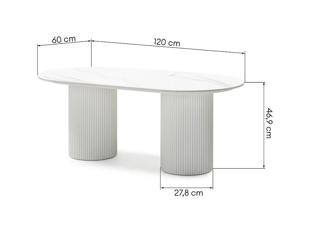 Table basse 120x60x46,9 cm Blanc cassé Marbella