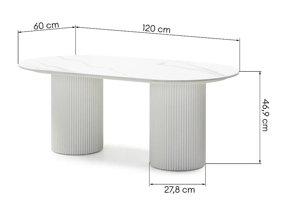 Couchtisch 120x60x46,9 cm Off-White Marbella