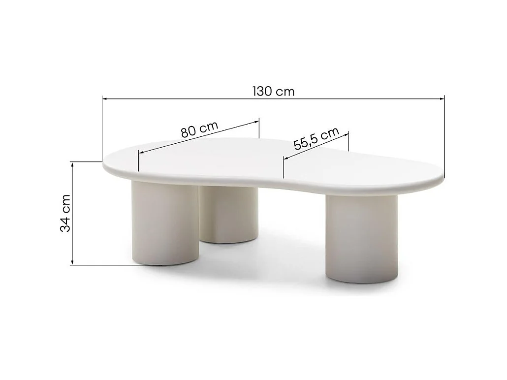 Couchtisch 130x80x34 cm Grau Beige Nube