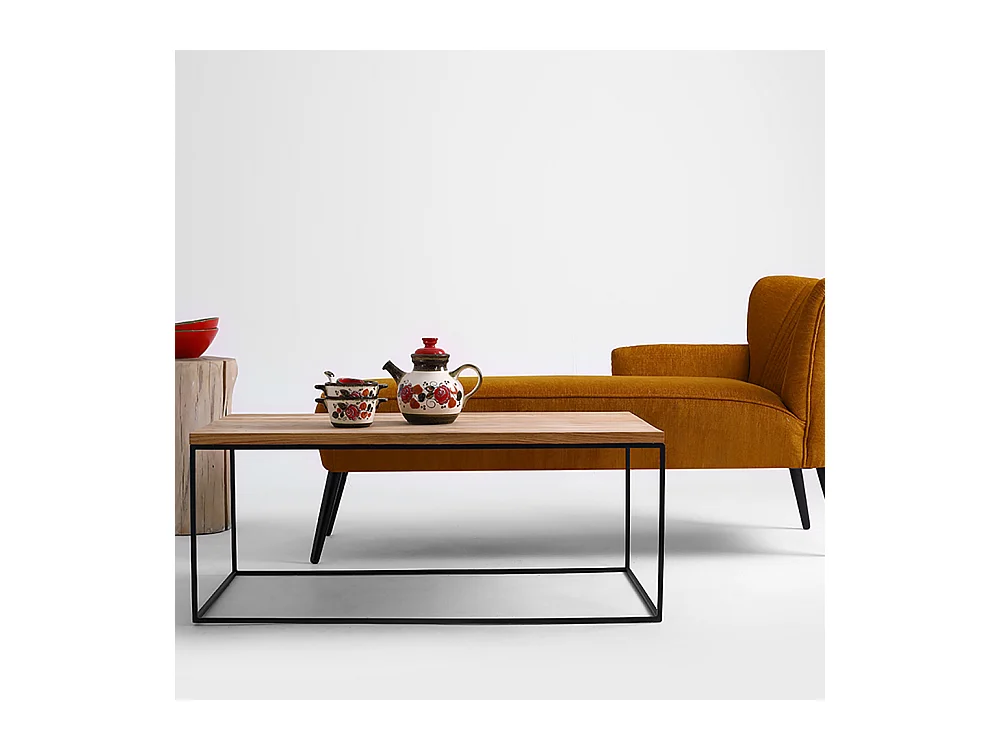 Table basse 100x60x45 cm Noir tensio bois massif