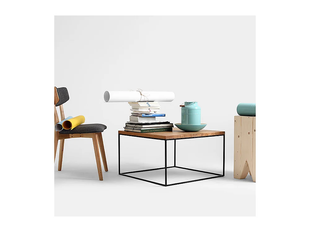 Table basse 100x100x45 cm noire Tensio Bois