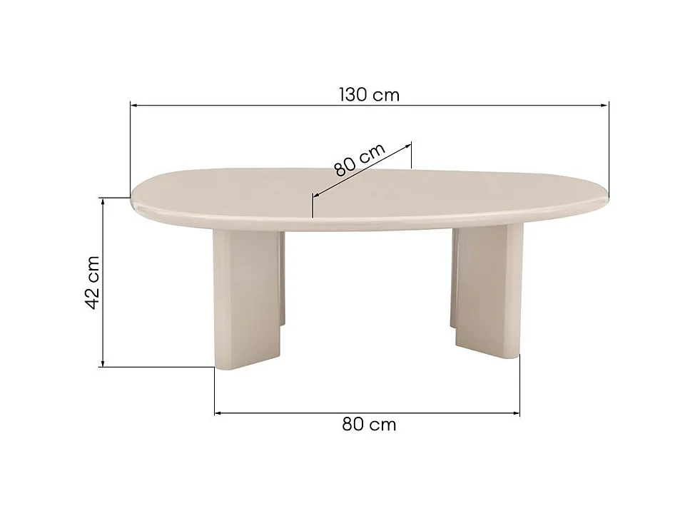 Couchtisch 130x80x42 cm Creme Nadin