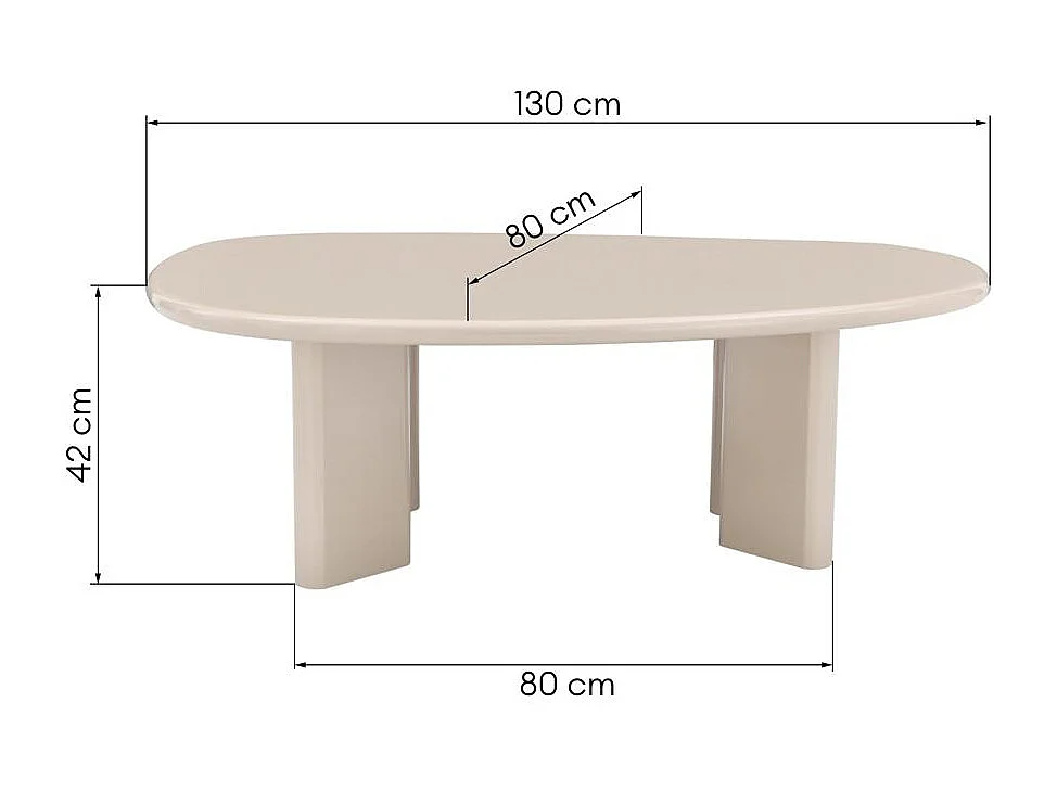 Salontafel 130x80x42 cm Crème Nadin