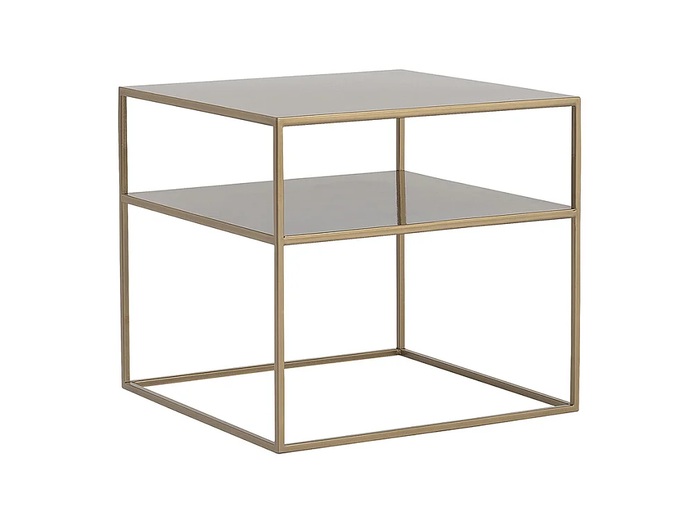 Salontafel 50x50x45 cm goud Tensio 2 verdiepingen metaal