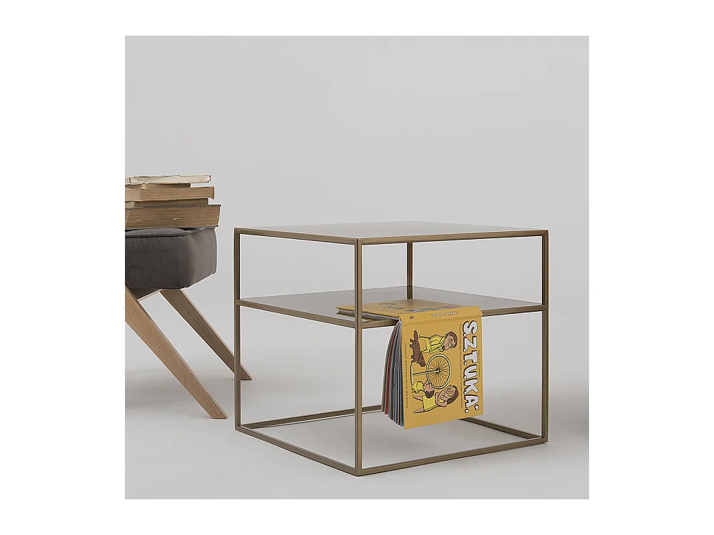 Couchtisch 50x50x45 cm gold Tensio 2 Etagen Metall