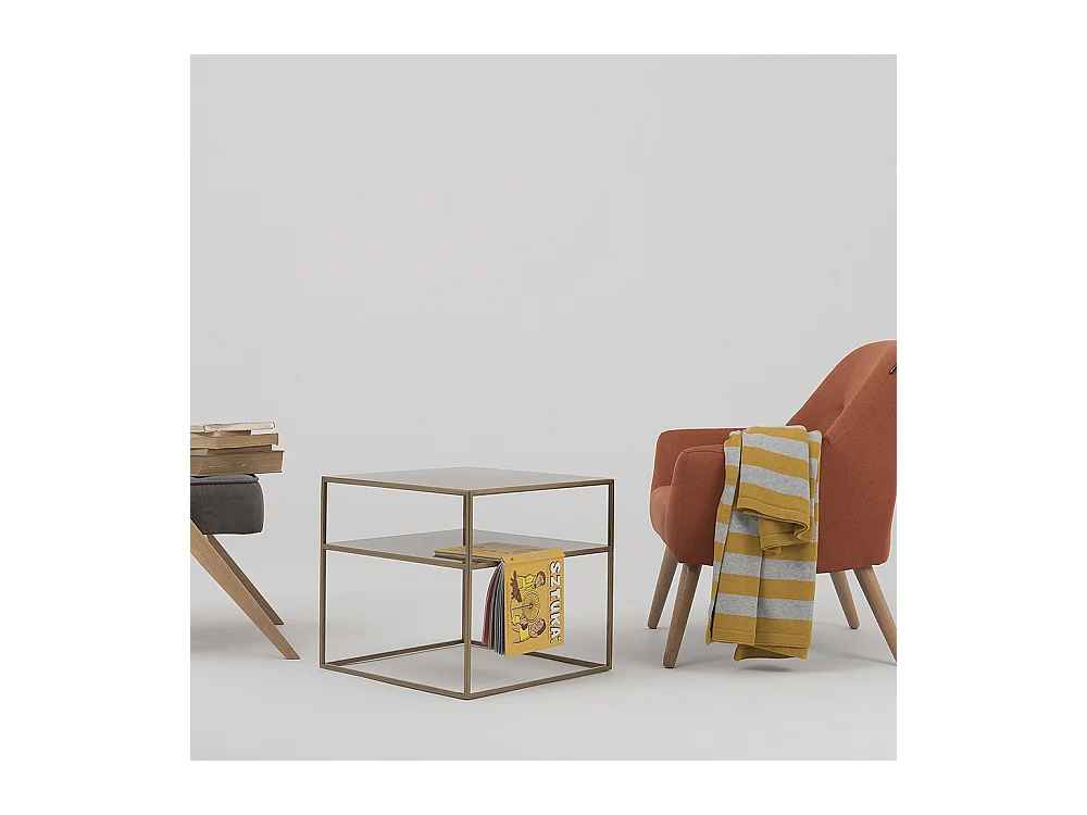 Couchtisch 50x50x45 cm gold Tensio 2 Etagen Metall