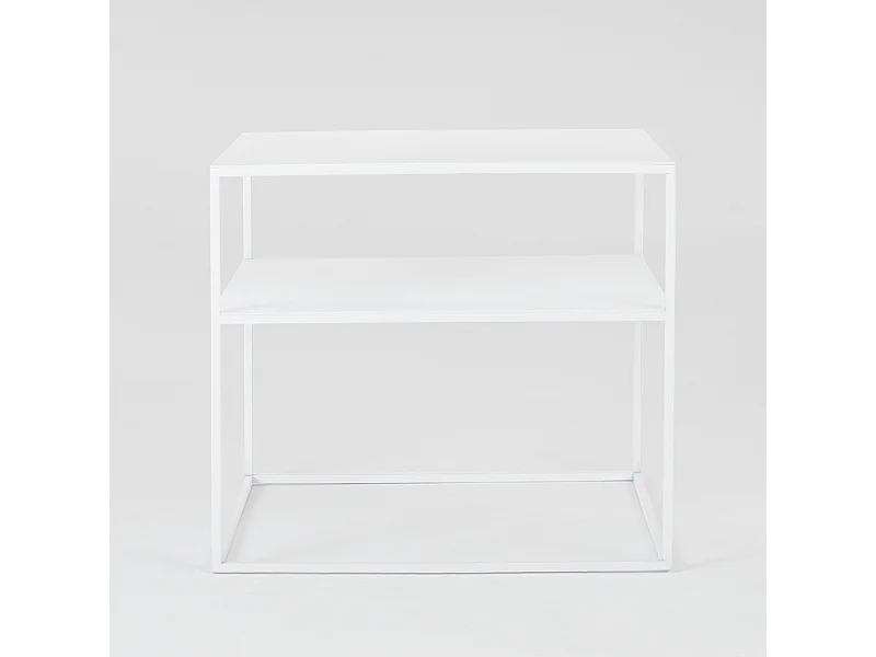 Tavolino da caffè 50x50x45 cm bianco Tensio 2 piani metallo 50