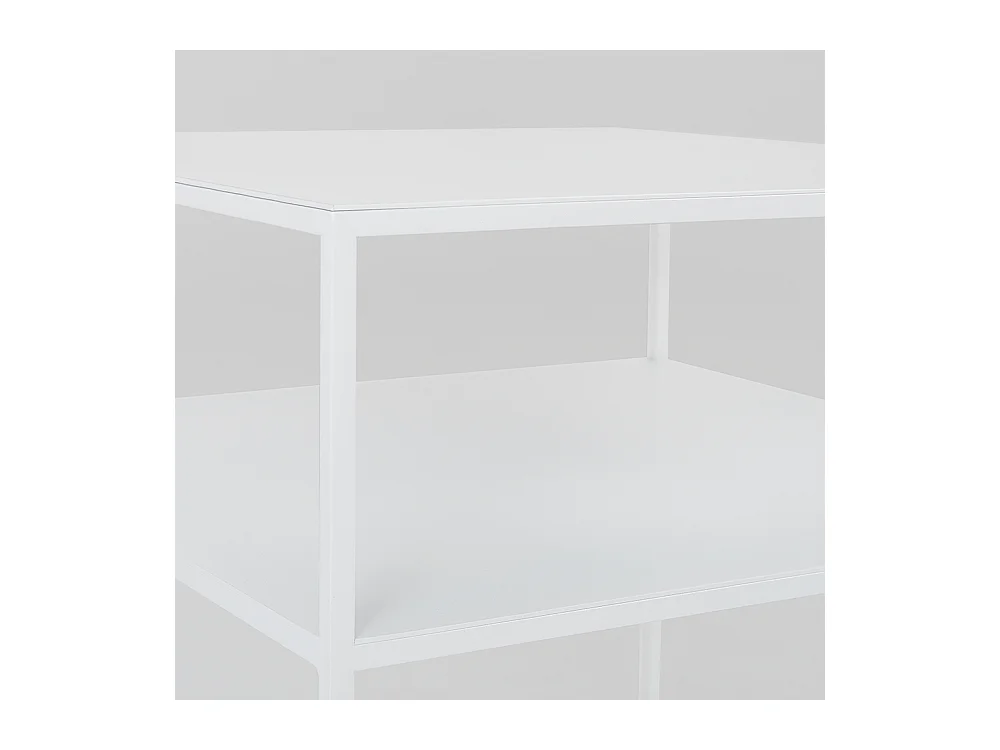 Table basse 50x50x45 cm blanche Tensio 2 niveaux métal 50