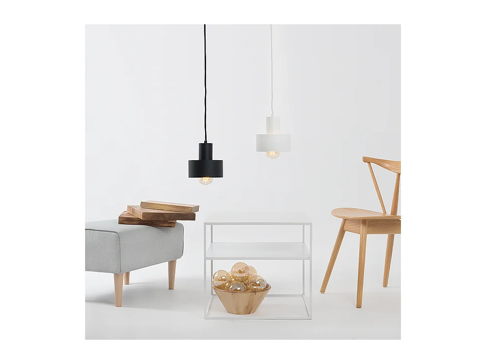 Table basse 50x50x45 cm blanche Tensio 2 niveaux métal 50