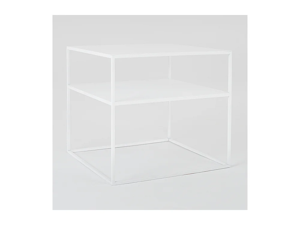 Couchtisch 50x50x45 cm weiß Tensio 2 Ebenen Metall 50