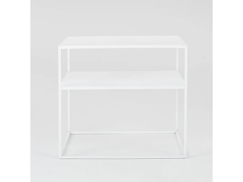Couchtisch 50x50x45 cm weiß Tensio 2 Ebenen Metall 50