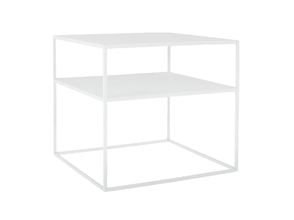 Couchtisch 50x50x45 cm weiß Tensio 2 Ebenen Metall 50