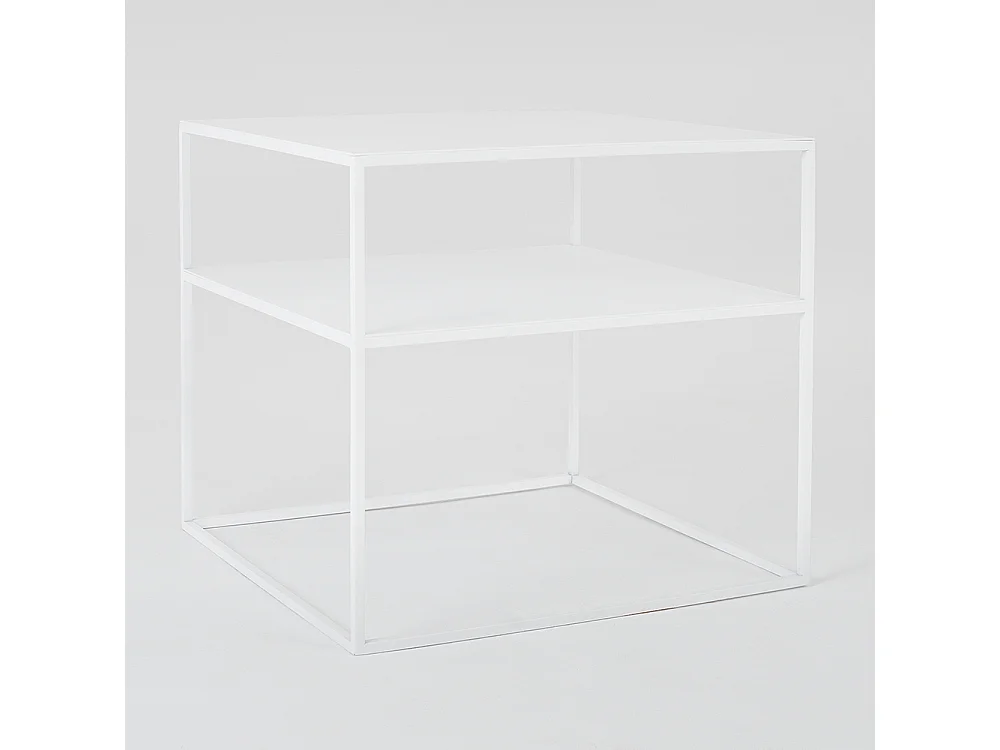 Couchtisch 50x50x45 cm weiß Tensio 2 Ebenen Metall 50