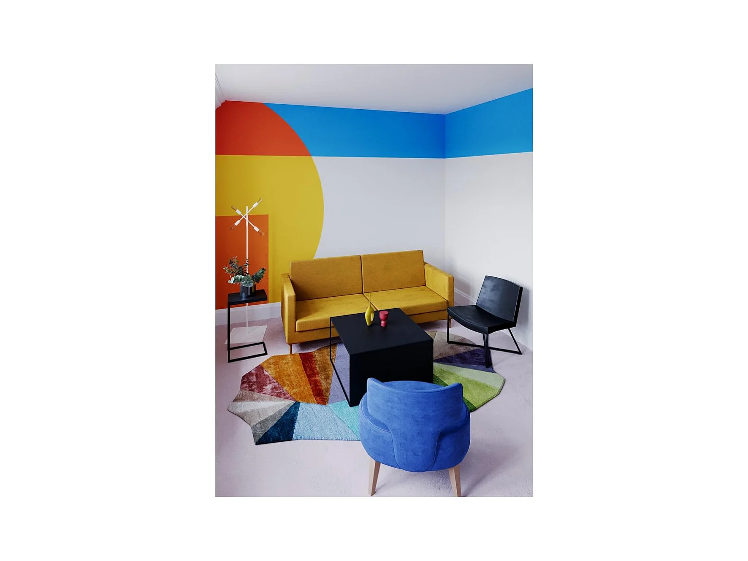 Couchtisch 0,8x0,8x0,45 m schwarz 2WALL METALL 80