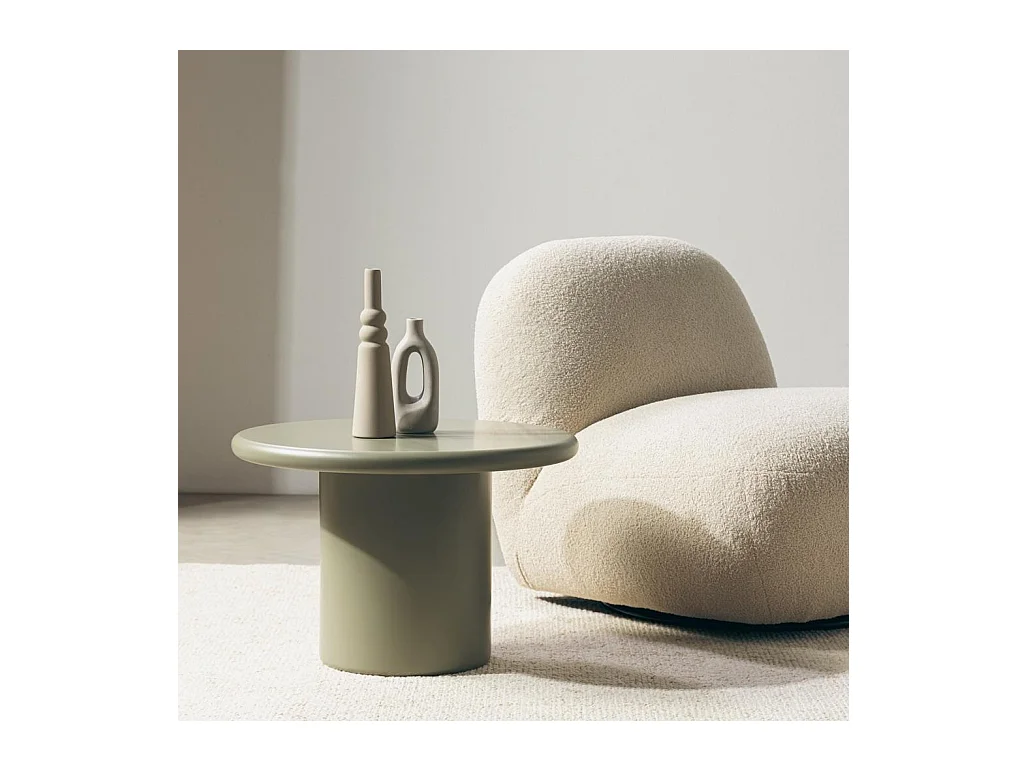 Table basse 60x60x40 cm, olive, forme harpe