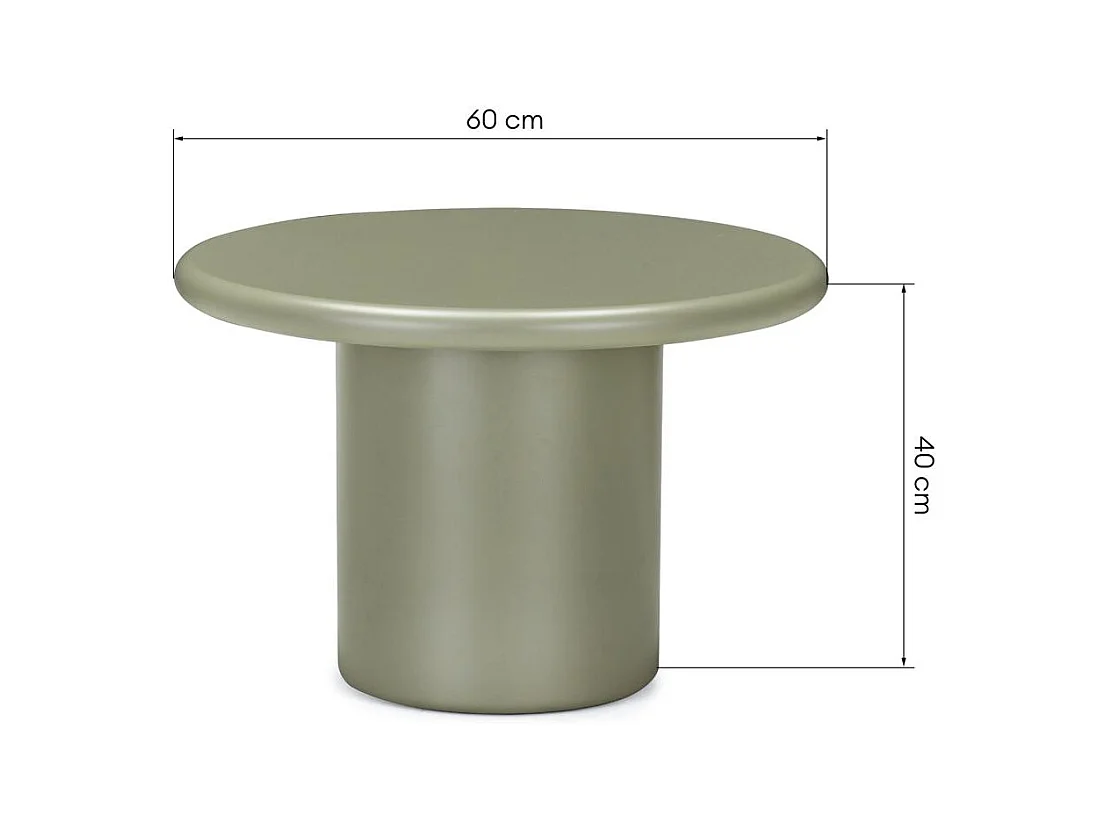 Table basse 60x60x40 cm, olive, forme harpe