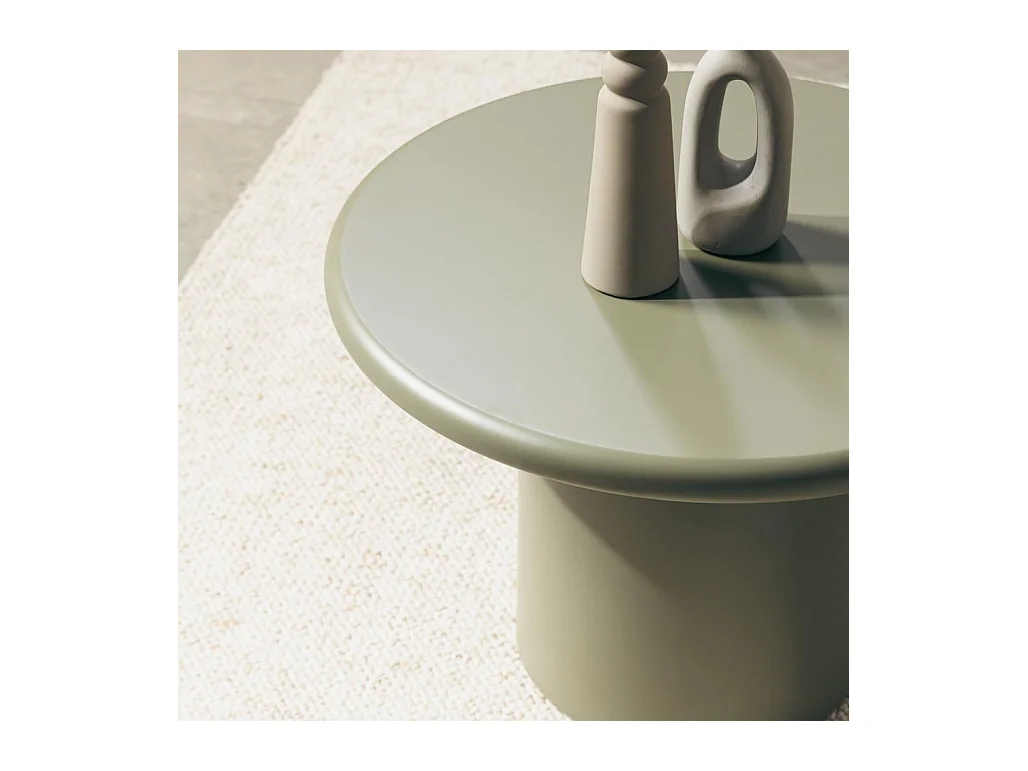 Table basse 60x60x40 cm, olive, forme harpe