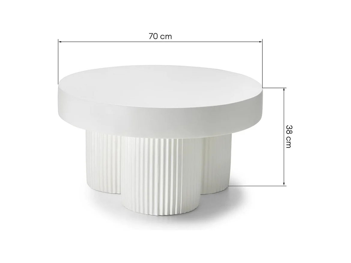 Couchtisch 70x70x38 cm Off-White Rigato
