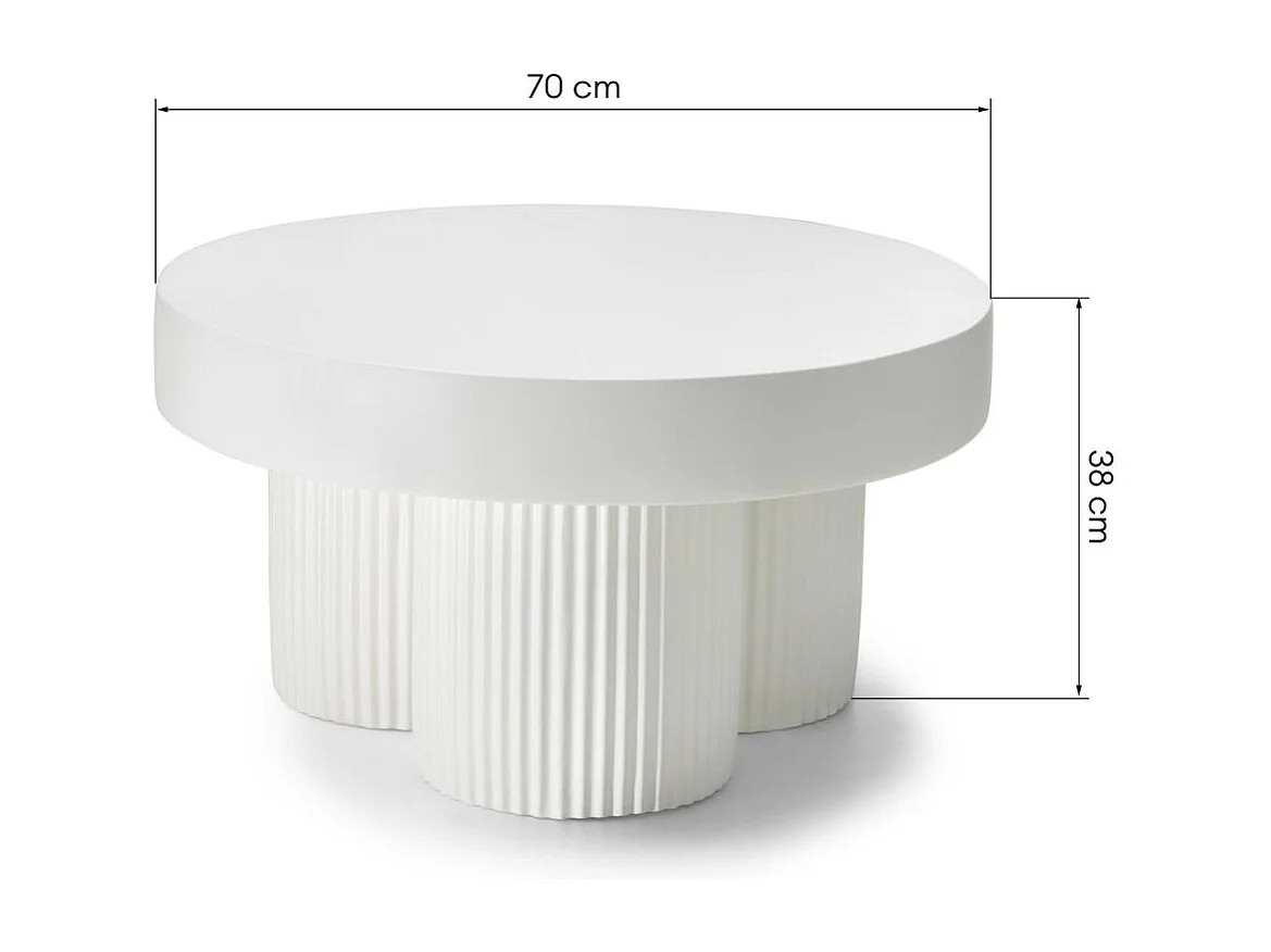 Couchtisch 70x70x38 cm Off-White Rigato